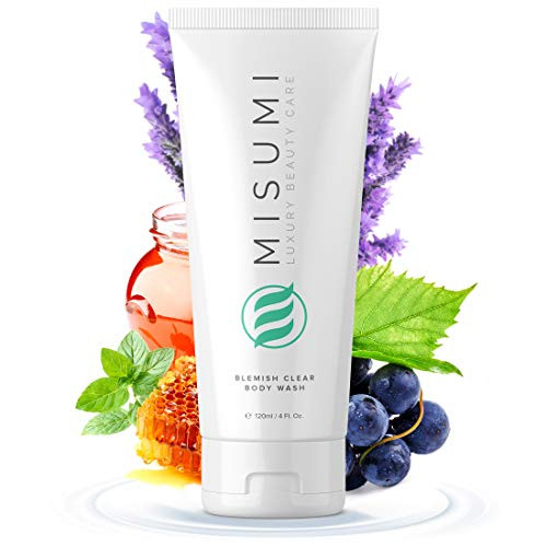 Misumi Acne Body Wash 120ml (4oz) - Keratosis Pilaris Treatment, Body & Back Acne Treatment - Salicylic Acid, Glycolic Acid AHA Body Wash for Men & Women Bacne