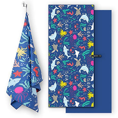 DARCHEN Microfiber Beach Towels Oversize Quick Dry Towel [1 or 4 Pack] - Travel Beach Towel for Swimming Pool, Sand Free Towel(Extra Large XL 70x35, Large 63x44) for Kids Adult, Compact Lightweight