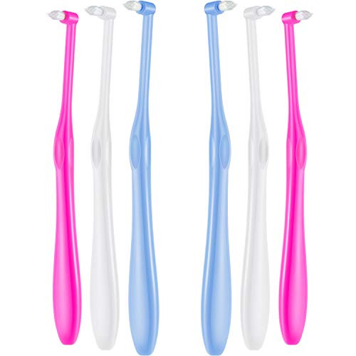 6 Pieces Tuft Toothbrush Tufted Brush End-Tuft Tapered Trim Toothbrush Soft Trim Wisdom Toothbrush Single Compact Interdental Interspace Brush for Detail Cleaning