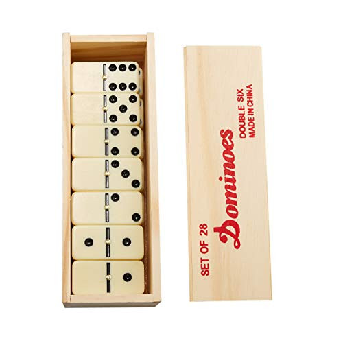 Juvale Classic Dominoes 28 Piece Set, Double-Six Ivory Tiles in Wooden Storage Case Juvale Classic Dominoes 28 Piece Set, Double-Six Ivory Tiles in Wooden Storage Case
