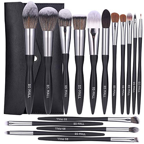 BS-MALL Makeup Brush Set 16pcs Makeup Brushes Premium Synthetic Bristles Powder Foundation Blush Contour Concealers Lip Eyeshadow Brushes Kit