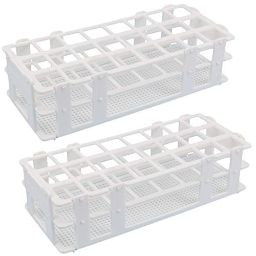 Plastic Test Tube Rack - Buytra 2 Pack 24 Holes Lab Test Tube Rack Holder for 25mm Test Tubes, Detachable, White
