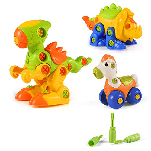 Dinosaur Toys, STEM Learning Toys, Construction Engineering Building Play Set for Boys Girls Toddlers, Best Kids Toy Gift for Ages 3yr  6yr, 3 Years and up (Colorful)