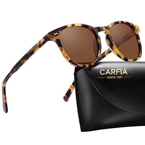 Carfia Vintage Small Sunglasses for Women Polarized UV400 Protection Hand-Polished Acetate Frame CA5285