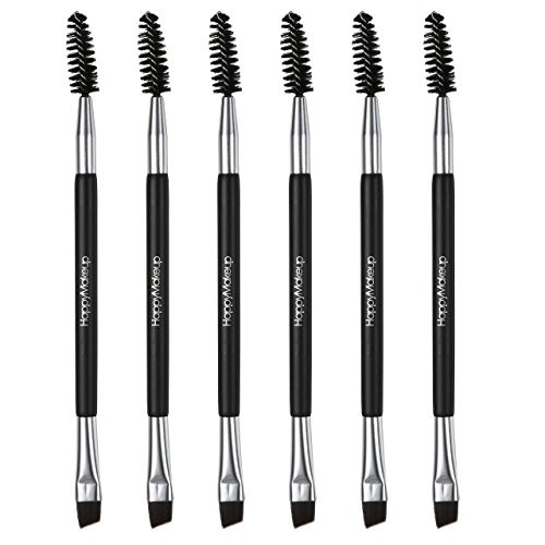 CCbeauty 6-Packs Double Ended Spoolie and Angled Eyebrow Brushes Set Makup Eyebrow Kit and Eyebrow Comb for Application of Brow Powders Waxes Gels and Blends (#1)