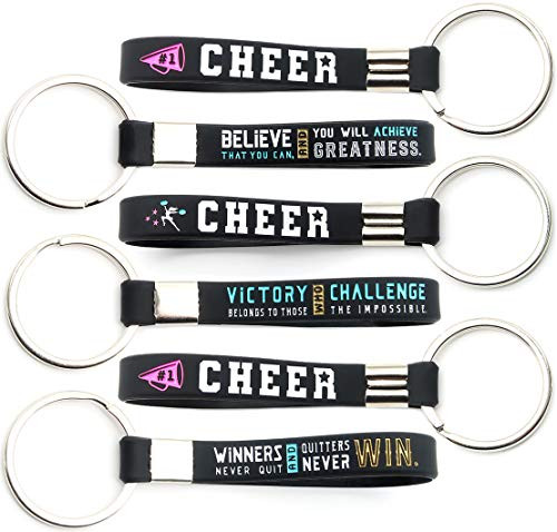 (12-pack) Cheerleading Keychains with Motivational Quotes - Wholesale Pack of Key Chains in Bulk for Giveaway Gifts for Cheer Team, Cheerleading Theme Party Favors and Supplies for Girls and Women (12-pack) Cheerleading Keychains with Motivational Quotes - Wholesale Pack of Key Chains in Bulk for Giveaway Gifts for Cheer Team, Cheerleading Theme Party Favors and Supplies for Girls and Women