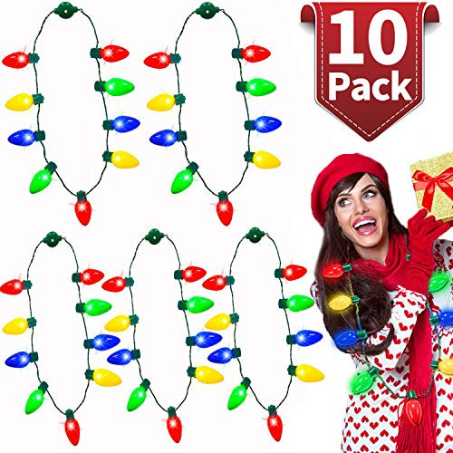 10 Pack Christmas LED Light Up Bulb Necklace Christmas Holiday Accessories Party Favors Xmas Necklace for Kids Men Women, Christmas Decoration Funny Party Supplies Halloween 10 Pack Christmas LED Light Up Bulb Necklace Christmas Holiday Accessories Party Favors Xmas Necklace for Kids Men Women, Christmas Decoration Funny Party Supplies Halloween
