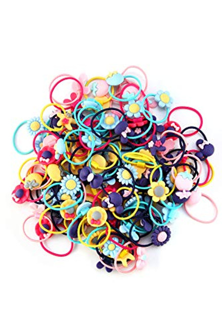 100pcs (50 Pairs) Mix Colors Girl's Elastic Hair Ties Soft Rubber Bands Hair Bands Holders Pigtails Hair Accessories for Girls Infants Toddlers Kids Teens and Children