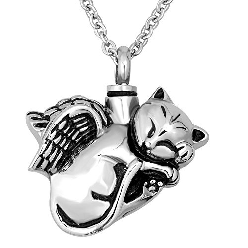 CharmSStory Angel Cat URN Necklace for Ashes Keepsake Memorial Cremation Pendant CharmSStory Angel Cat URN Necklace for Ashes Keepsake Memorial Cremation Pendant