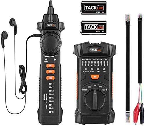 Wire Tracker, Multifunctional RJ11 RJ45 Cable Tester Line Finder With NCV Probe for Wire Tracer Toner Ethernet LAN Network Cable Collation, Telephone Line Tester &Continuity Checking, Tacklife CT03