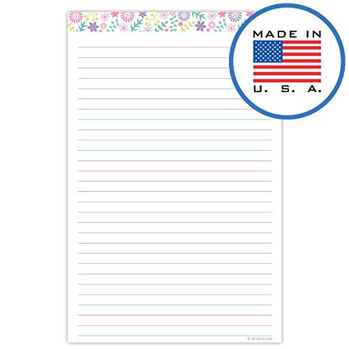 321Done Ruled Notepad - 50 Sheets (5.5" x 8.5") - Planning Note Pad with Lines - Thick Premium Paper - Made in USA - Floral Collage