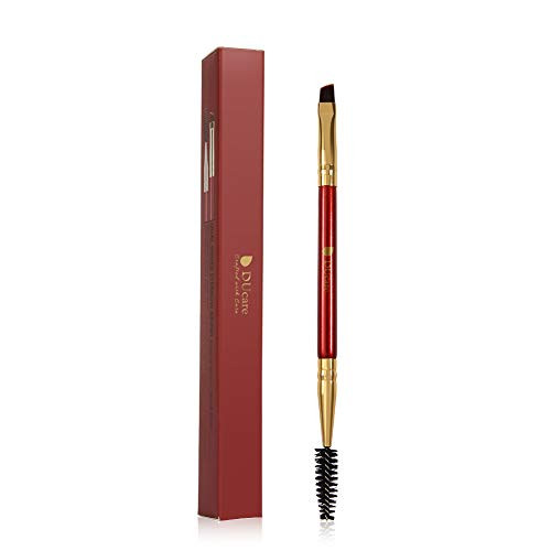 DUcare Duo Eyebrow Brush Professional Tool, Angled Eye Brow Brush and Spoolie Brush Red