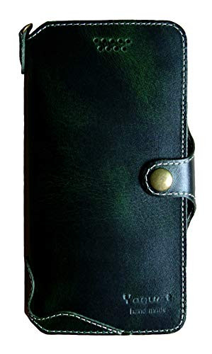 Yogurt for iPhone Xs Max Case Handmade Genuine Leather Wallet Cover Green