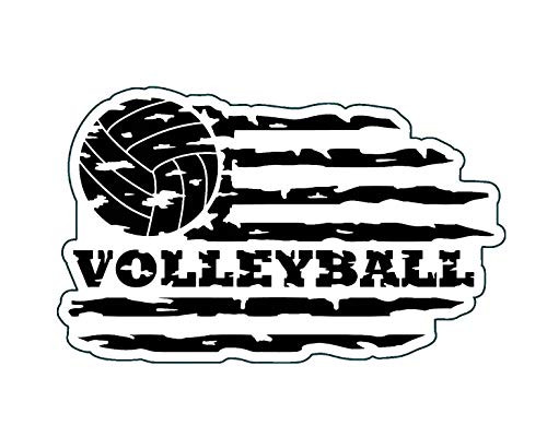 WickedGoodz Distressed American Flag Volleyball Decal - Sports Bumper Sticker - Volleyball Player Coach Gift WickedGoodz Distressed American Flag Volleyball Decal - Sports Bumper Sticker - Volleyball Player Coach Gift