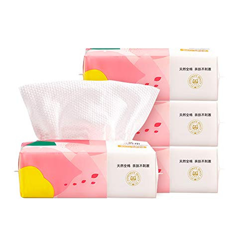 Honeymate Cotton Face Towels, 280 Count Ultra Soft Extra Thick Disposable Facial Tissues for Sensitive Skin and used as Washcloths, Makeup Remover (4 Pack)
