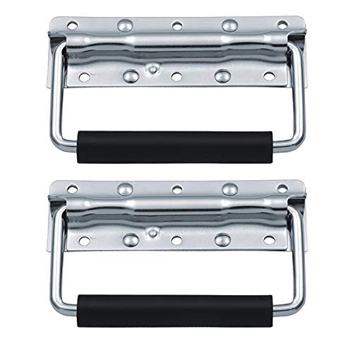 EWONICE 2Pack Spring Loaded Case Handle, Surface Mount Chest Handle with Rubber Grip Spring Loaded Drop Handle for Flight Case/Cabinet/Garage/Boat (without screws)