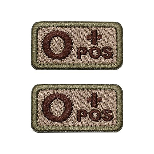 EJG 2-Piece Tactical Blood Type Velcro Patch, Various Styles In Embroidery & PVC, O+ O- Positive Negative, 2"x1" Military Medic Navy Army Morale Patch For Tactical Gear Battle Uniform (Style 03)