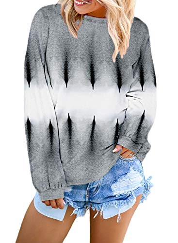 Eytino Women Oversized Sweatshirt Long Sleeve Crewneck Colorblock Casual Pullover Hoodie,X-Large Grey