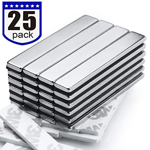 Strong Neodymium Bar Magnets (25 Pack) - 2X Stronger, 2X Thicker, Powerful Rare Earth Magnets - Industrial Strength NdFeB Magnet Set for Fridge, DIY, Crafts - 60 x 10 x 3 mm