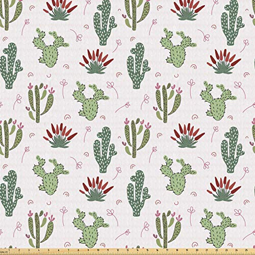 Ambesonne Cactus Fabric by The Yard, Botanical Design with Prickle Desert Plants and Flowers Together Print, Stretch Knit Fabric for Clothing Sewing and Arts Crafts, 1 Yard, Vermilion Jade Ambesonne Cactus Fabric by The Yard, Botanical Design with Prickle Desert Plants and Flowers Together Print, Stretch Knit Fabric for Clothing Sewing and Arts Crafts, 1 Yard, Vermilion Jade