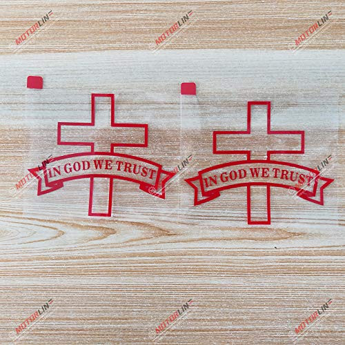 3S MOTORLINE 2X red 4'' in God We Trust Decal Sticker Cross God Jesus America American Car Vinyl