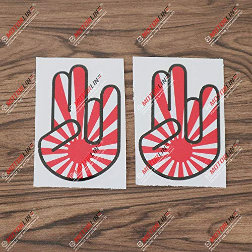 3S MOTORLINE 2X Glossy 4'' Shocker Hand Japanese Rising Sun Flag Decal Sticker Car Vinyl