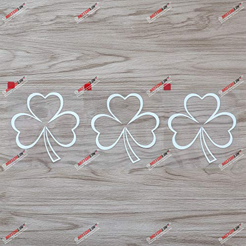 3S MOTORLINE 3X White 4'' Shamrock Clover Decal Sticker Ireland Irish Car Vinyl Die Cut Style c