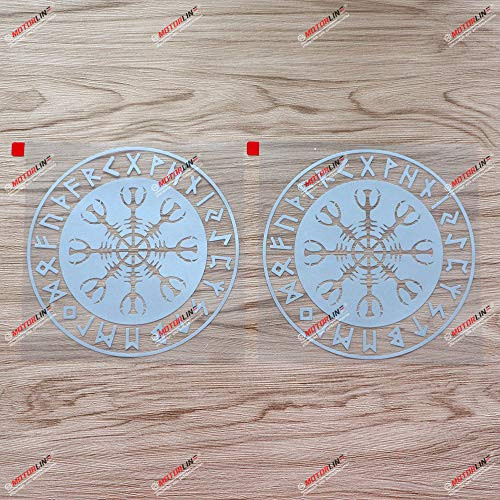 2X Silver 6'' Helm of Awe Decal Sticker Vegvisir Viking Odin Norse Norway Car Vinyl Round c