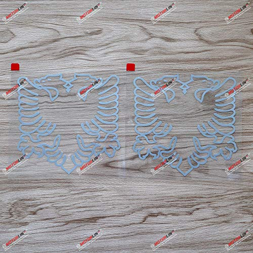 2X Silver 5'' Albania Double Headed Eagle Decal Sticker Albanian Car Vinyl Die Cut no bkgrd Style c