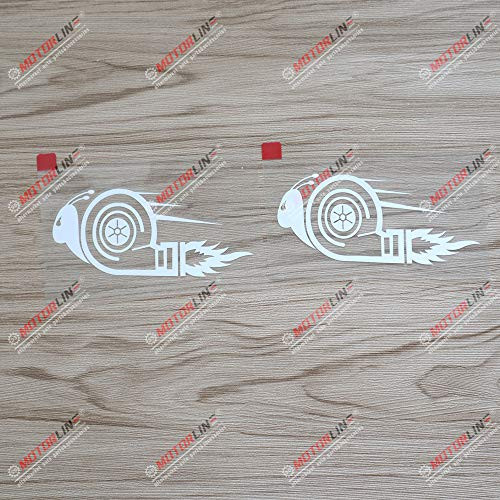 3S MOTORLINE 2X White 4'' Turbo Snail Decal Sticker Car Vinyl JDM Boost Euro Racing Drift Style b