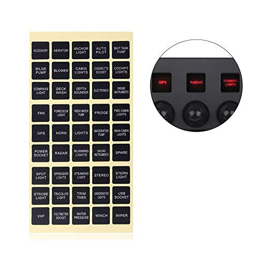 WATERWICH DIY Transparent Stickers Marine Boat Car Toggle Rocker Switch Panel Decal Sticker Labels Sheet Light Switch GPS Horn Fan Port for SUV Caravan Vehicle Truck Trailer (DIY Transparent Stickers)