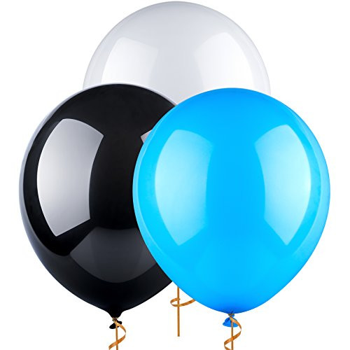 Sepco Latex Balloons (100 Pcs) Helium Balloons Party Festival Decorations 10" Black & White & Blue