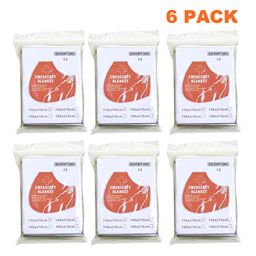 ifory Emergency Blankets, Space Blanket Survival kit Camping Blanket. Perfect for Outdoors, Hiking, Survival, Bug Out Bag, Marathons or First Aid (Pack of 6)