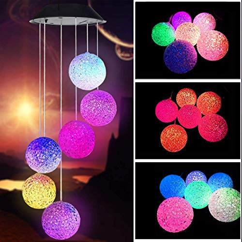SIX FOXES Crystal Ball Solar Wind Chime, Wind Chimes Outdoor with Color Changing LED Mobile Patio Lights, Romantic Décor for Garden Yard Home, Gifts for Mom, Wife, Grandma SIX FOXES Crystal Ball Solar Wind Chime, Wind Chimes Outdoor with Color Changing LED Mobile Patio Lights, Romantic Décor for Garden Yard Home, Gifts for Mom, Wife, Grandma