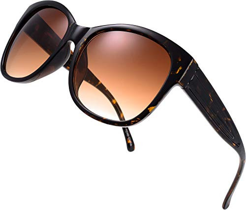 Women's Oversized Square Jackie O Cat Eye Hybrid Butterfly Fashion Sunglasses - Exquisite Packaging (7192-Leopard Print, Gradient Brown)