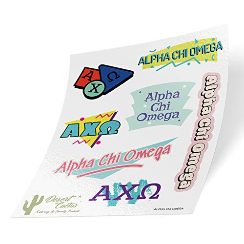 Alpha Chi Omega 90's Themed Sticker Sheet Decal Laptop Water Bottle Car (Full Sheet - 90's)