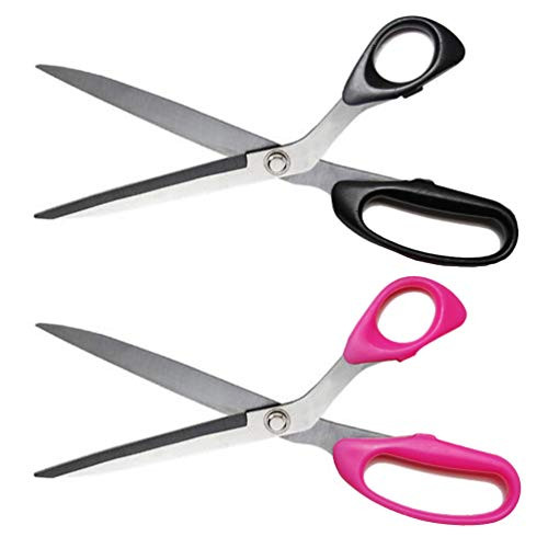 Hometeq (2 Pack) Black and Pink Scissors Multi-Purpose Stainless Steel Sharp Scissors with Ergonomic Grip Handles - Perfect for Cutting