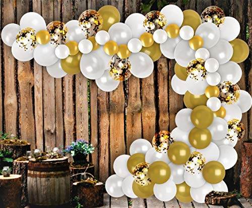 Metallic Gold Balloon Garland Kit White Gold Balloons Arch Gold Confetti Balloon Wedding Bridal Shower Party Supplies Birthday Baby Shower Party Decorations Graduation 2020 Decor