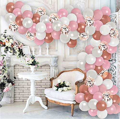 Treasures Gifted Graduation Decoration 2020 Rose Gold Pink Balloon Garland White Balloons Rose Gold Confetti Balloon for Wedding Bridal Shower Party Birthday Baby Shower Party Supplies