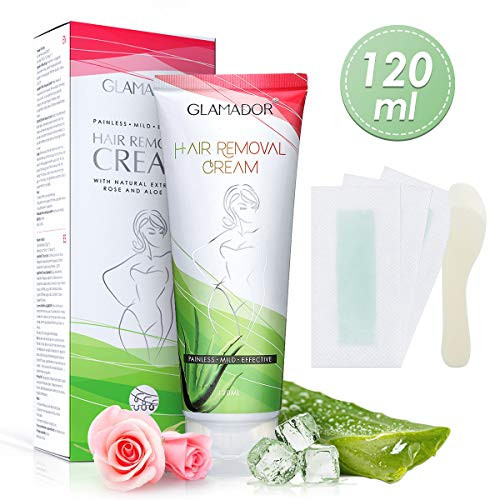 Hair Removal Cream GLAMADOR Premium Painless Depilatory Cream, Effective for Underarm, Arms, Legs and Bikini Area, Skin Friendly Aloe Rose Hair Remover Body Cream for Women and Men Hair Removal Cream GLAMADOR Premium Painless Depilatory Cream, Effective for Underarm, Arms, Legs and Bikini Area, Skin Friendly Aloe Rose Hair Remover Body Cream for Women and Men