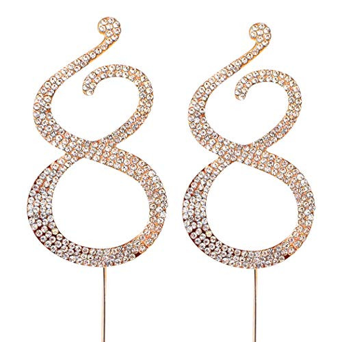 MAGJUCHE Gold 88" Crystal Cake Topper, Number 88 Rhinestones 88th Birthday Cake Topper, Men or Women Birthday or 88th Anniversary Party Decoration Supply