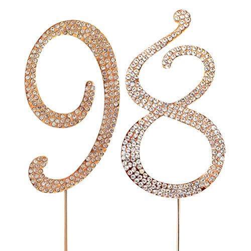 MAGJUCHE Gold 98" Crystal Cake Topper, Number 98 Rhinestones 98th Birthday Cake Topper, Men or Women Birthday or 98th Anniversary Party Decoration Supply MAGJUCHE Gold 98" Crystal Cake Topper, Number 98 Rhinestones 98th Birthday Cake Topper, Men or Women Birthday or 98th Anniversary Party Decoration Supply