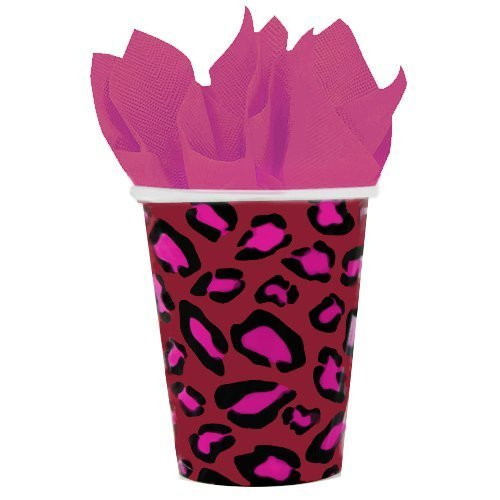 Pink and Green Leopard Print 9oz Paper Cups (8ct)