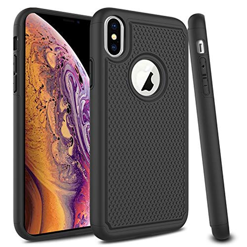 Venoro Compatible iPhone Xs Max Case, Slim Hybrid Dual Layer Armor Anti Scratch Shockproof Rugged Phone Protection Case Cover Compatible with iPhone Xs Max (Black)
