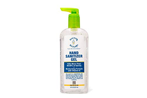 Dr. Butler's Hand Sanitizer Gel with 62% Alcohol and Vitamin E, Moisturizing Formula, Unscented Hand Sanitizer (8oz. Pump Bottle)