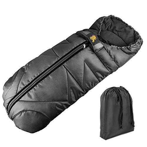 Stroller Sleeping Bag, FOCHEA Universal Bunting Bag for Stroller, Thick, Protect 6-24M Baby from Cold Winter Weather, Waterproof, Canopy Style, Fits in Most Strollers, Pushchairs and Car Seats, Black