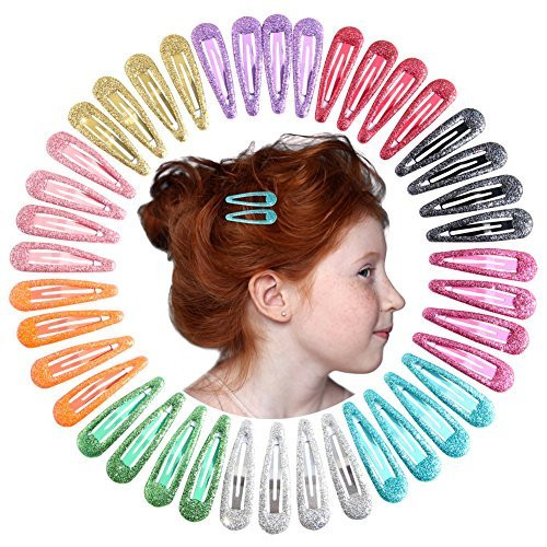 QtGirl Snap Hair Clips 40pcs 2" No Slip Glitter Hair Clip Metal Hair Barrettes for Baby Girls Toddlers QtGirl Snap Hair Clips 40pcs 2" No Slip Glitter Hair Clip Metal Hair Barrettes for Baby Girls Toddlers