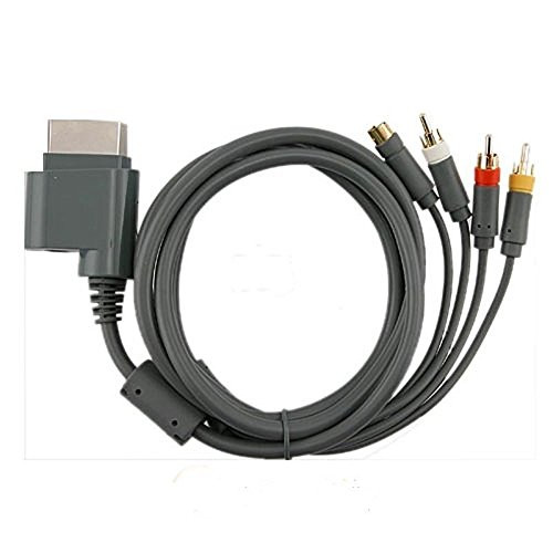 Nulink AV Composite & S-Video Cable for Microsoft Xbox 360, Xbox 360 Slim [Gray, 6Ft Long]