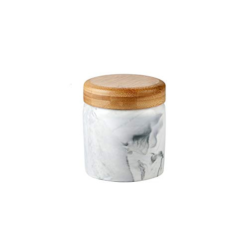 Marble Black Food Storage Canister, Ceramic Food Storage Jar with Airtight Seal Bamboo Lid - - Modern Design marble Ceramic Food Storage Canister for Serving Tea, Coffee, Spice and More 9.3OZ(275ML)