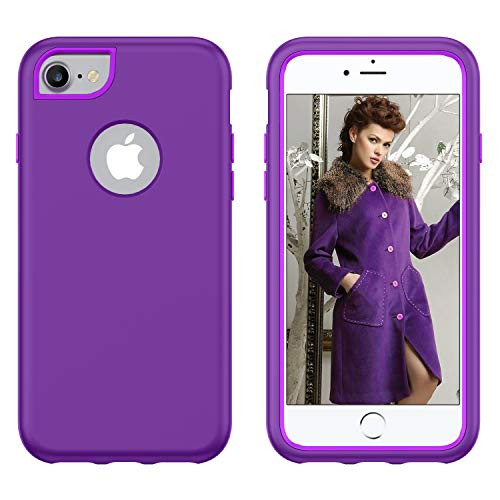 Maxcury Compatible with iPhone 8 Case, iPhone 7 Case, iPhone 6/6s Case, Comfortable Feel 3 in 1 Anti-Scratch Shock Absorption Protection Cover Case for iPhone 6/6s/7/8 in 4.7 Inch - Purple